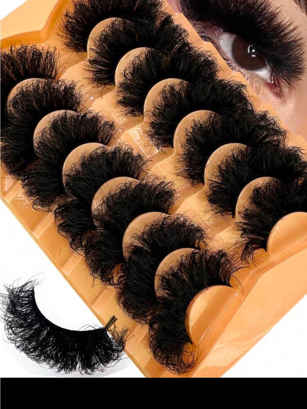 Voluminous Black Faux Mink Strip Lashes - 7 pairs